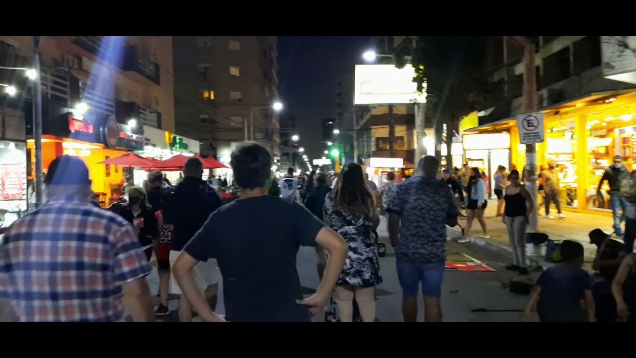 San Bernardo peatonal de noche | calle chiozza | enero 2022 | Walking |  temporada en la costa
